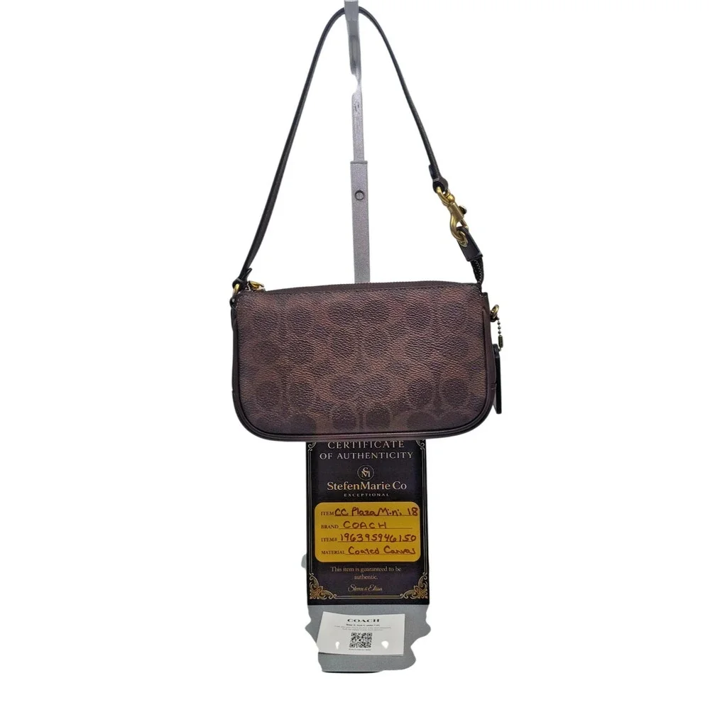 Coach Plaza Bag 18 in Signature Canvas Small Handbag-Brown-NWT